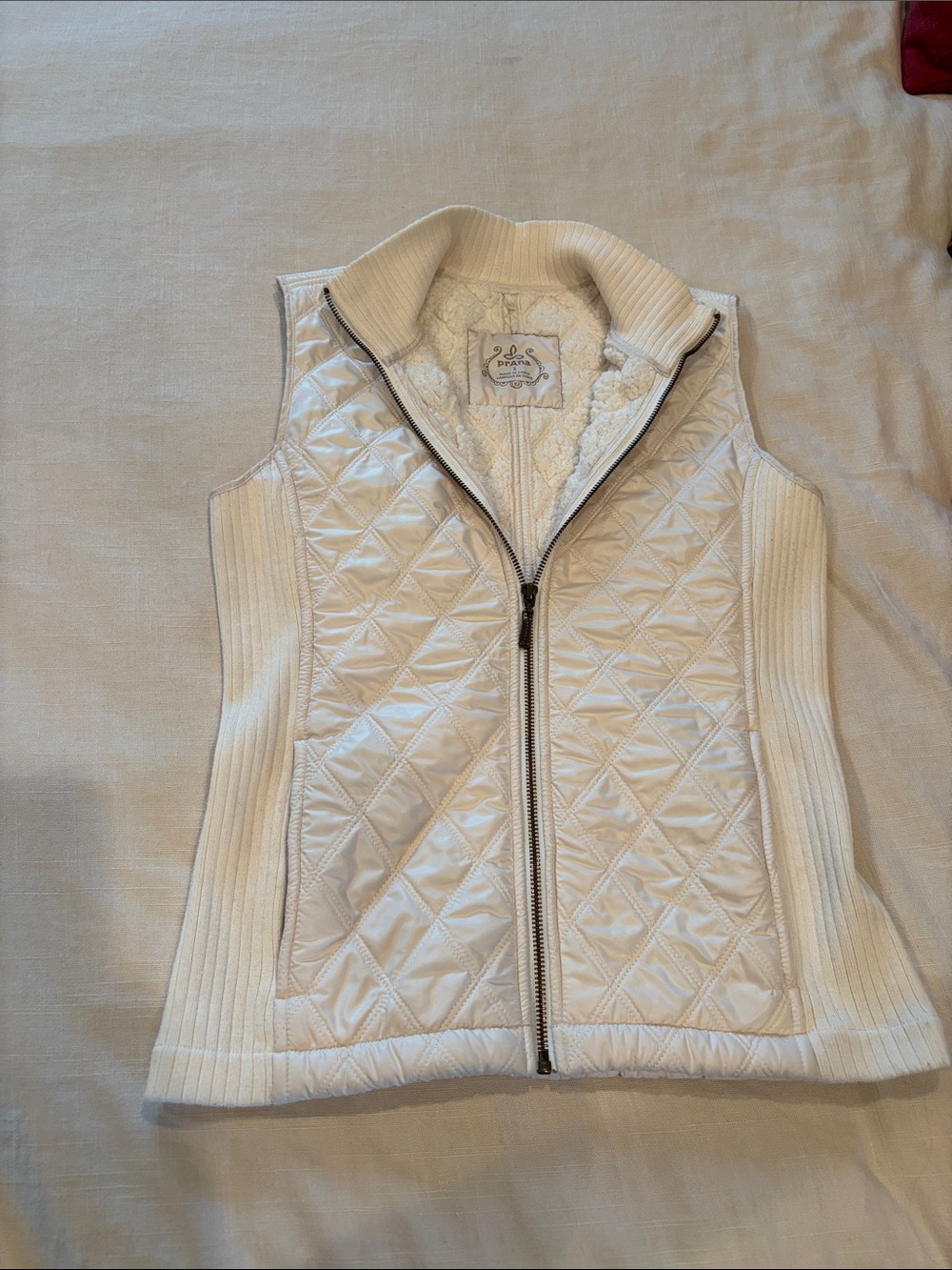 Prana Quilted Sherpa-Lined White Vest